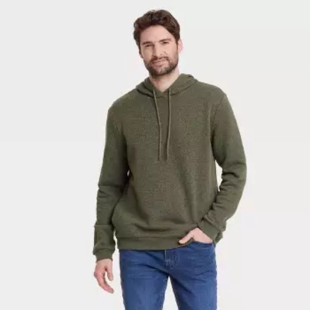 Men's Textured Fleece Hooded Sweatshirt